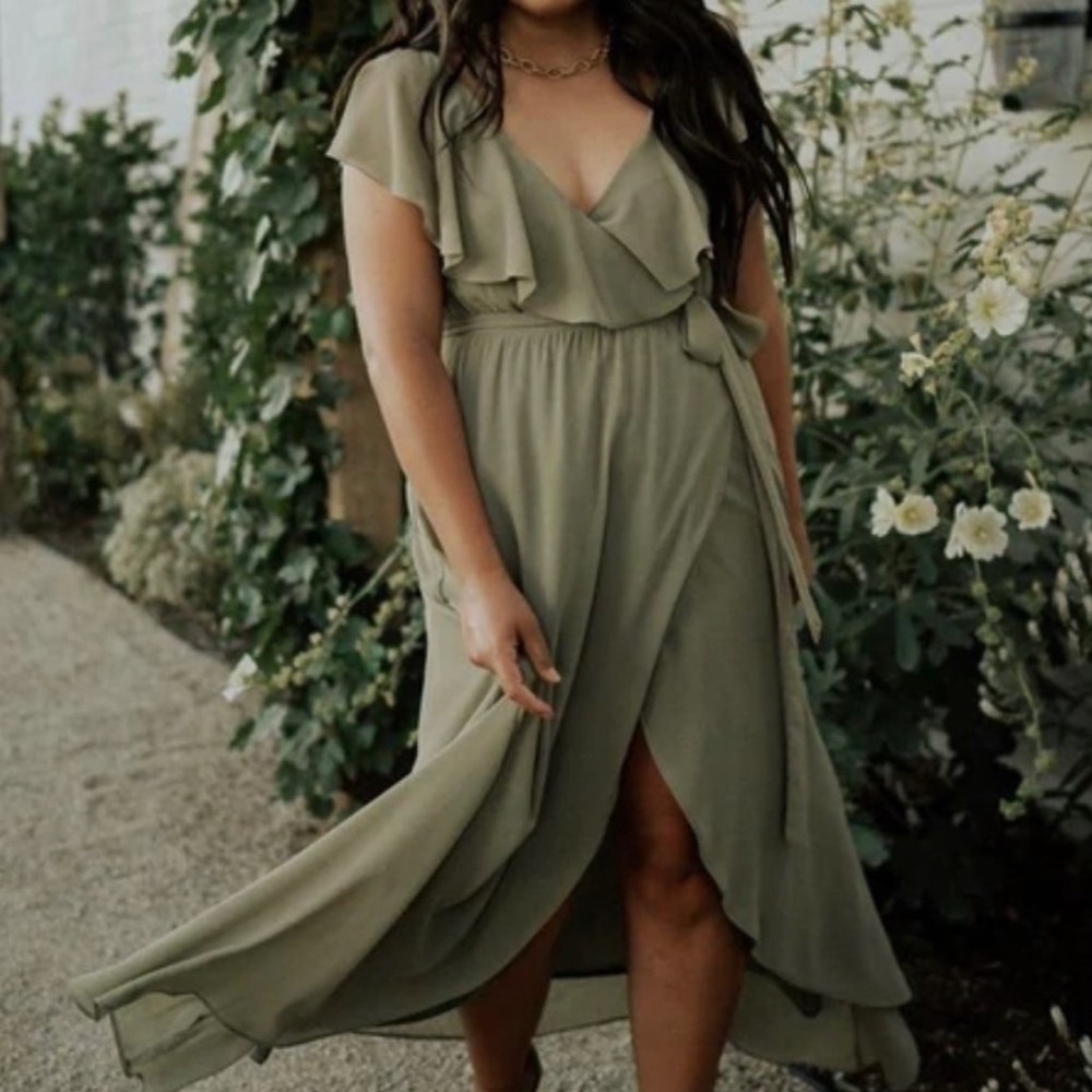 Baltic Born Dusty Olive Katya Ruffle Maxi Dress